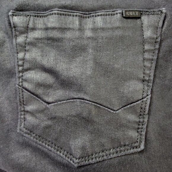 Cult of Individuality Jeans Men Size 31 34X29 Black Skinny Waxed Coated Moto - Picture 5 of 16